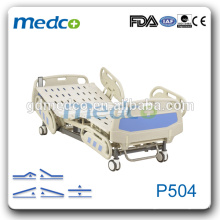 Medco P504 ICU cama de hospital de cinco funciones de hospital eléctrico con carril lateral de ABS para la venta